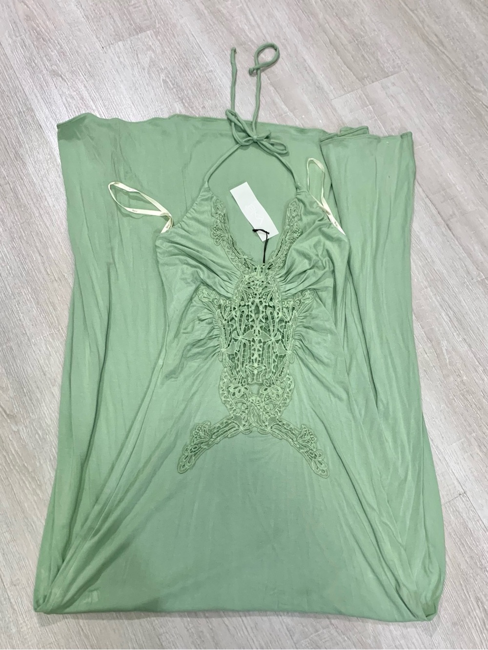 Sky Brand Gozma Crochet Maxi Dress Moss Green/Sage Small NWT - Picture 5 of 14